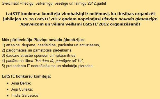 Latste 2012 - Pļaviņu novada ģimnāzijā